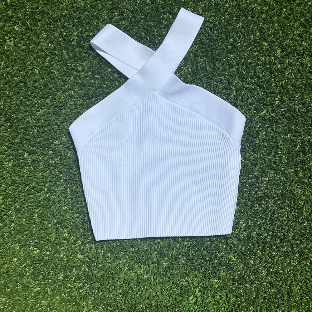 Sculpt knit criss cross cropped tank by babaton